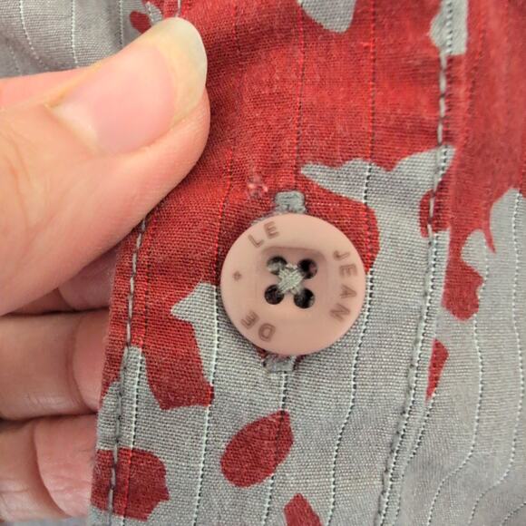 Marithe + Francois Girbaud Vintage Y2K Button Up Red Grey Cotton Shirt Men's M - Picture 6 of 7